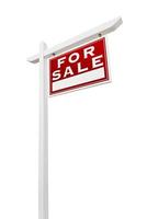 Right Facing For Sale Real Estate Sign Isolated on a White Background. photo