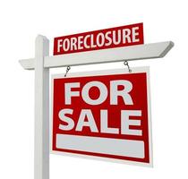 Foreclosure Home For Sale Real Estate Sign Isolated photo