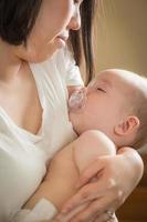 Mixed Race Chinese and Caucasian Baby Boy with His Mother photo