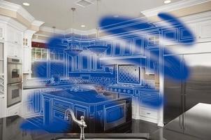 Beautiful Custom Kitchen Design Drawing and Photo Combination