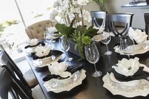 Abstract of Dining Table with Place Settings photo