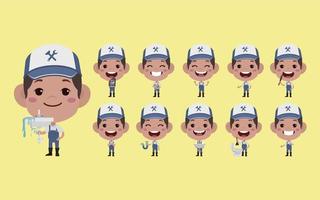 Set of plumber with different poses vector