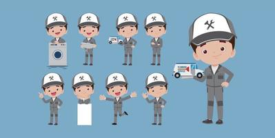 Set of plumber with different poses vector