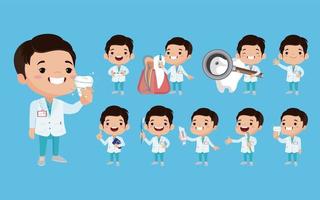 Dentist character and dental care concept vector