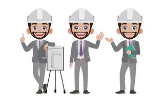 Set of engineer with different poses vector