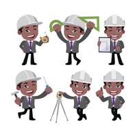 ingeniero de construcción con diferentes poses vector