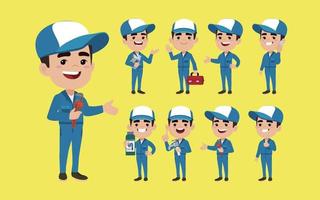 Set of plumber with different poses vector