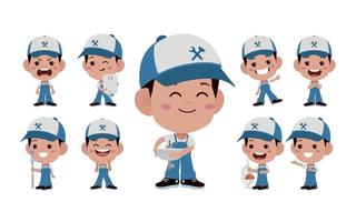 Set of plumber with different poses vector