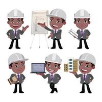 Building engineer with different poses vector