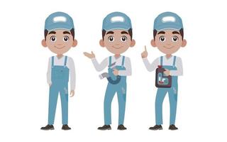 Set of plumber with different poses vector