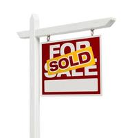 Sold For Sale Real Estate Sign with Clipping Path photo