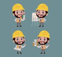 Set of engineer with different poses vector