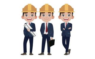 Set of engineer with different poses vector