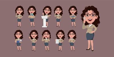 Woman with different poses. vector