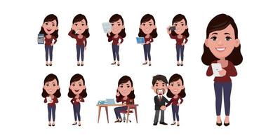 mujer con diferentes poses. vector