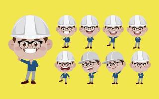 Set of engineer with different poses vector