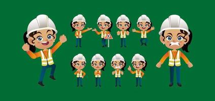 Worker with different poses. vector