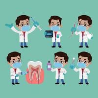 Dentist character and dental care concept vector