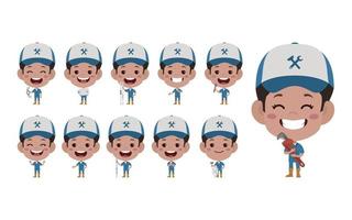 Set of plumber with different poses vector