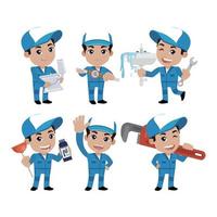 Set of plumber with different poses vector