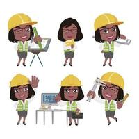 Building engineer with different poses vector