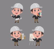 Set of engineer with different poses vector