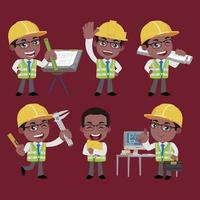 ingeniero de construcción con diferentes poses vector