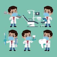 Dentist character and dental care concept vector