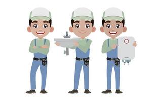 Set of plumber with different poses vector