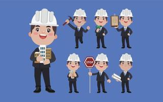 Set of engineer with different poses vector