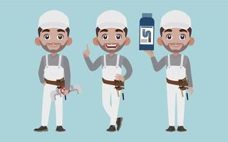 Set of plumber with different poses vector