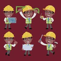 ingeniero de construcción con diferentes poses vector