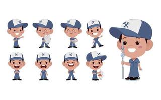 Set of plumber with different poses vector