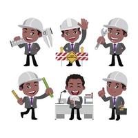 Building engineer with different poses vector