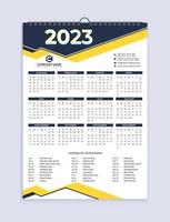 Diseño de calendario 2023 con vacaciones, plantilla de diseño de calendario 2023, calendario 2023, diseño de calendario, vector