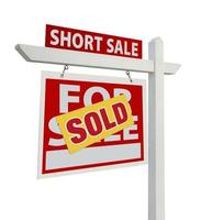 Sold Short Sale Real Estate Sign Isolated - Left photo