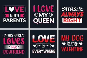 Happy Valentine's day typography t-shirt Design Bundle vector