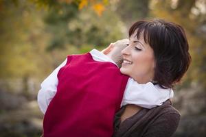 Attractive Mother and Son Portrait Outside photo