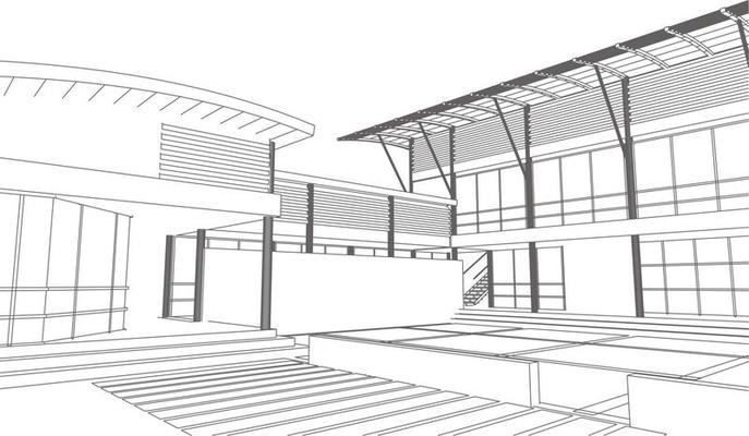 3D illustration of building project