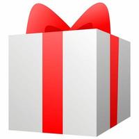 caja de regalo simple ilustración vectorial aislada. vector de regalo blanco rojo para logotipo, icono, artículo, accesorio, símbolo, negocio, diseño o decoración. caja de regalo blanca con cinta roja