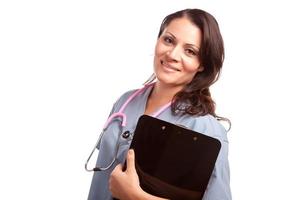 atractiva doctora o enfermera hispana foto