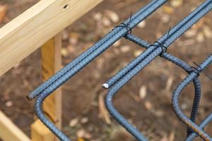 New Steel Rebar Framing Abstract At Construction Site photo