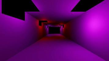 red violet lights with neon dark tunnel 3d render video