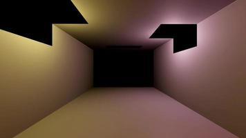 yellow orange neon light with dark portal, minimal empty tunnel 3d render video