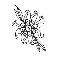 Hand drawn flowers for decoration. Line art Hand drawn flowers in vintage style vector