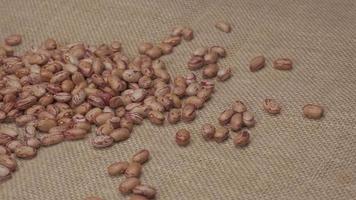 Dry red beans Borlotti rotating on jute background, typical Mediterranean vegan vegetarian diet food, protein healthy source video