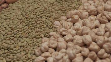 Mediterranean food healthy nutrition assortment of legumes beans, lentils, chickpeas video