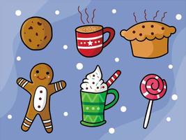 Hand drawn collection of christmas cookies vector