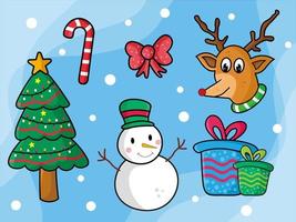 Collection of hand drawn elements for christmas theme vector