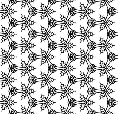Black and white seamless abstract pattern. Background and backdrop. Grayscale ornamental design. Mosaic ornaments. Vector graphic illustration.
